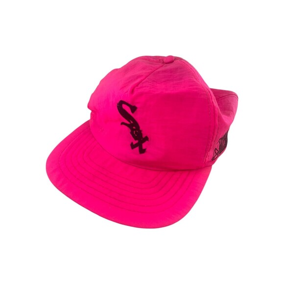 RARE Vintage 80s 90s Chicago White Sox Neon Pink Bill Snapback Cap Hat Black MLB main image 9